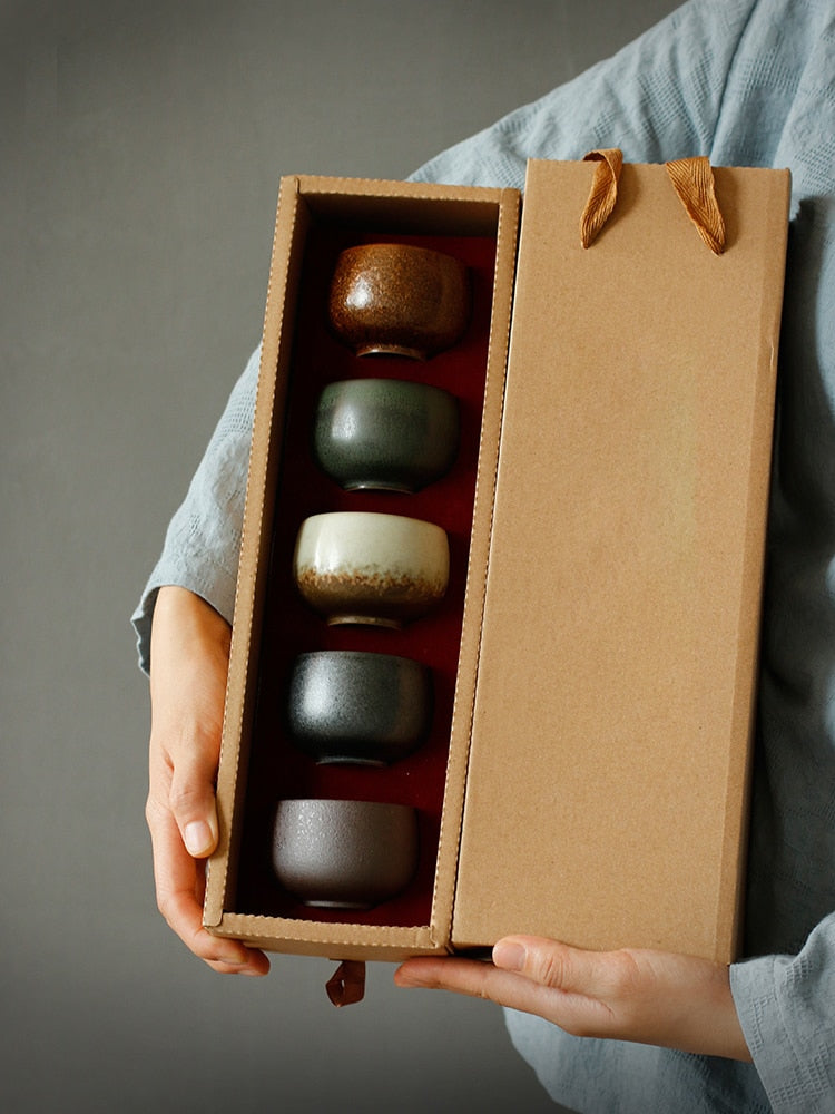 Beautifully Packaged Chinese Five Tea Cup Set