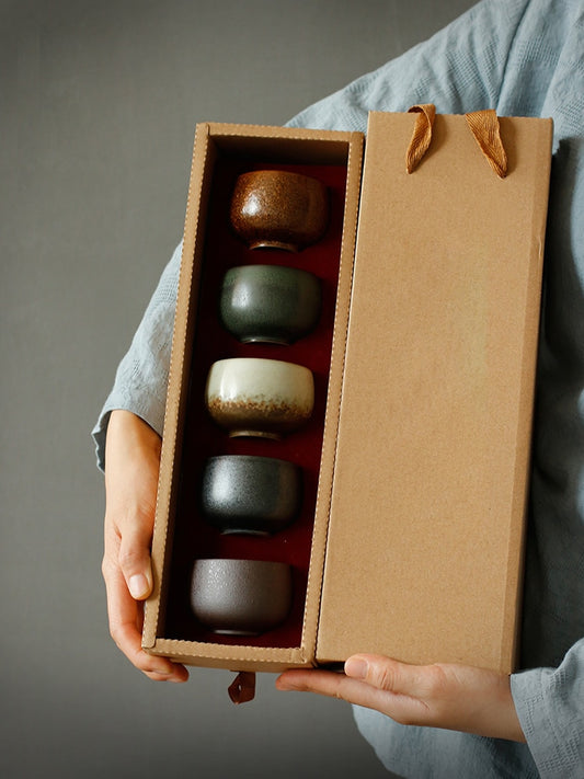 Beautifully Packaged Chinese Five Tea Cup Set