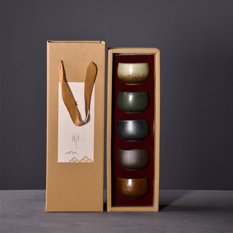 Beautifully Packaged Chinese Five Tea Cup Set
