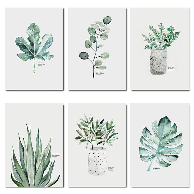Watercolor Plants Canvas Prints Unframed