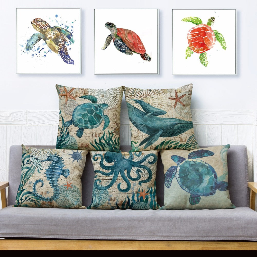 Marine Water Color Cushion Cover