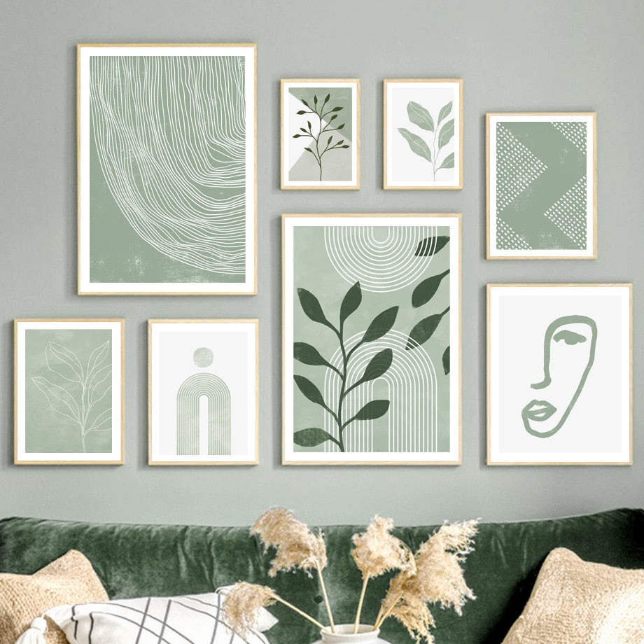 Green Geometric Art. Canvas Print. Unframed.
