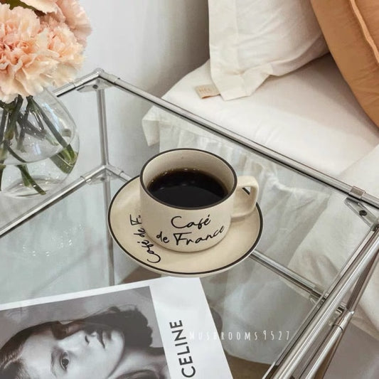 French-Style Bone China Coffee Cup and Saucer