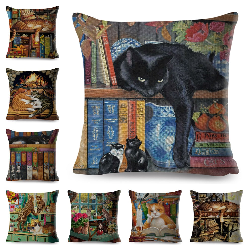 The Curious Cat Cushion Cover Series.