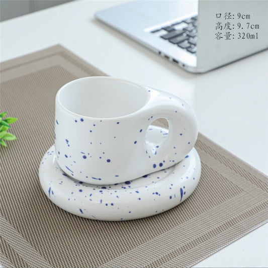 Fat Handle Coffee Cup and Saucer