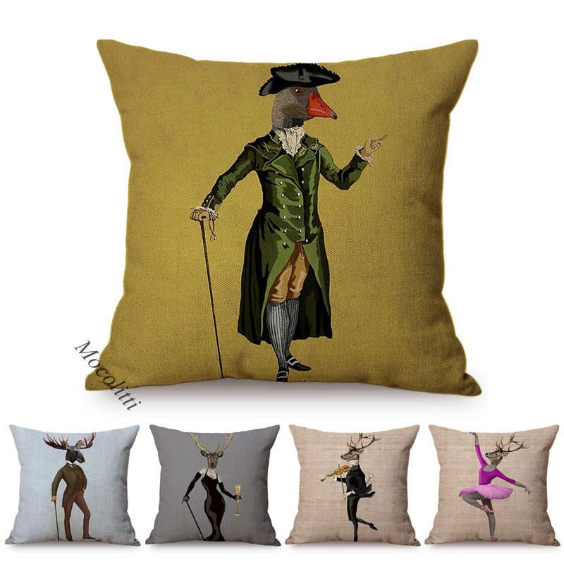 Posed Animals. Cushion Cover.