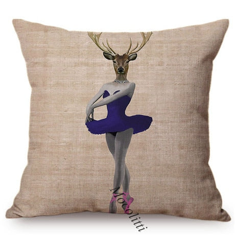 Posed Animals. Cushion Cover.