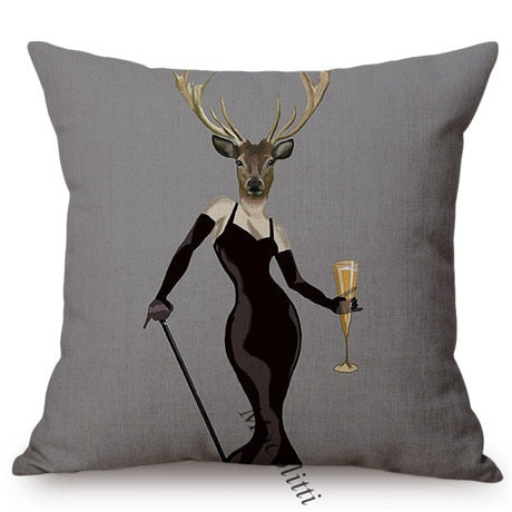 Posed Animals. Cushion Cover.