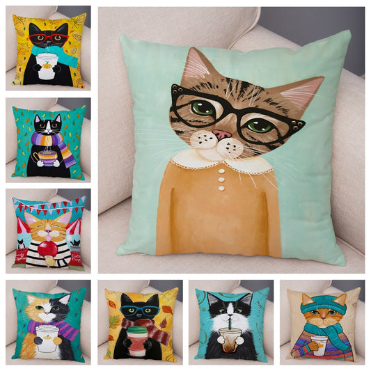 Coffee Bean Cat Cushion Cover