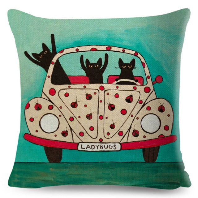 Car Cat Cushion Cover Series.