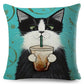 Coffee Cat Cushion Cover