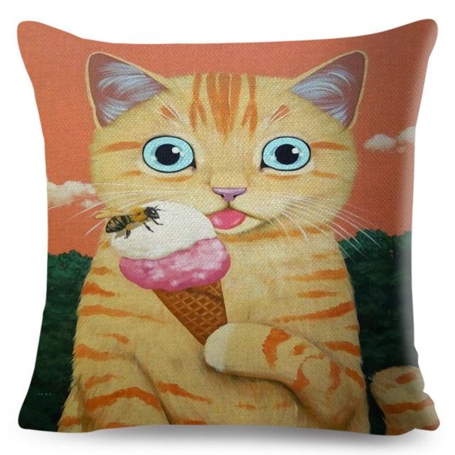 Coffee Cat Cushion Cover