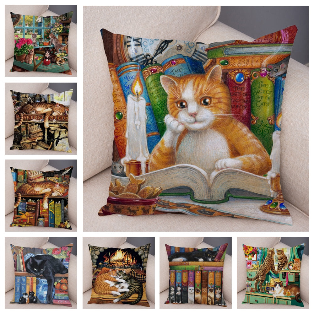 Book Cat Cushion Cover Series.