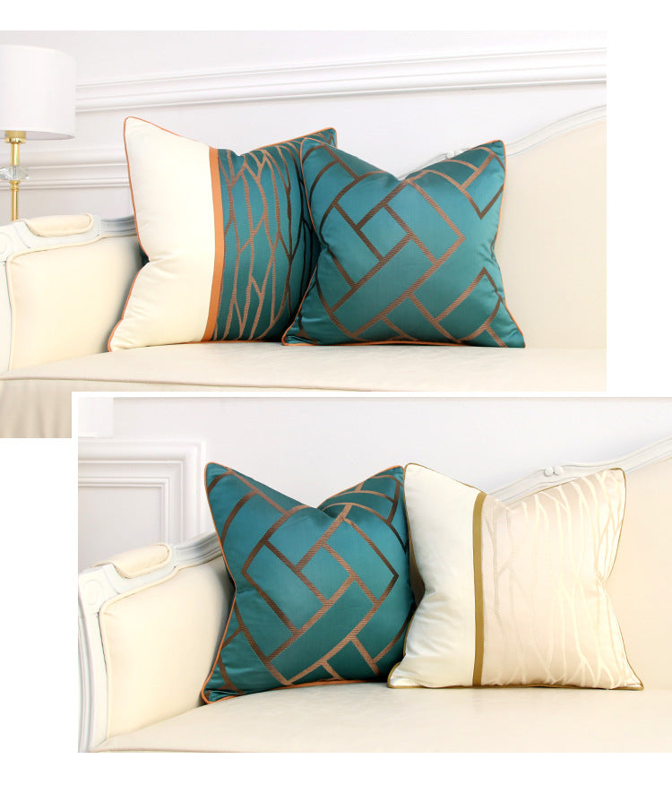 Teal and Cream Cushion Covers