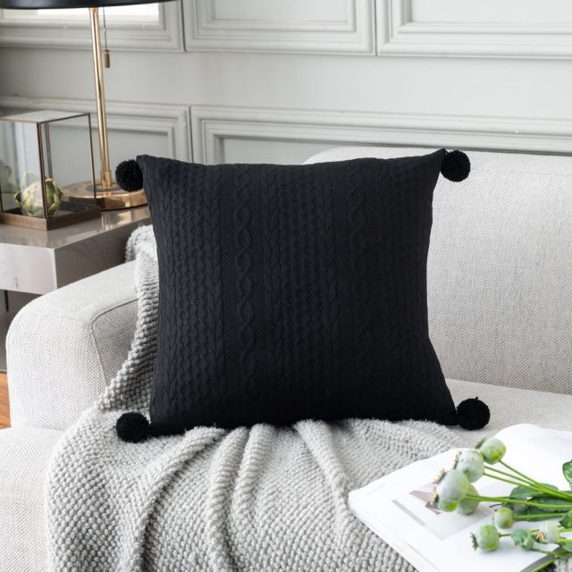 White Pom Pom Cushion Covers