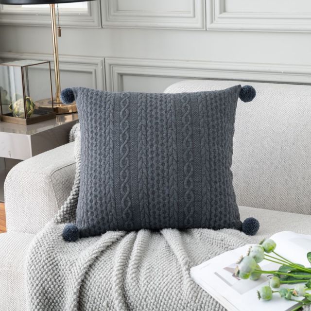 White Pom Pom Cushion Covers
