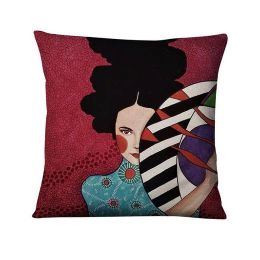 Lady With The Black Hair Cushion Covers.