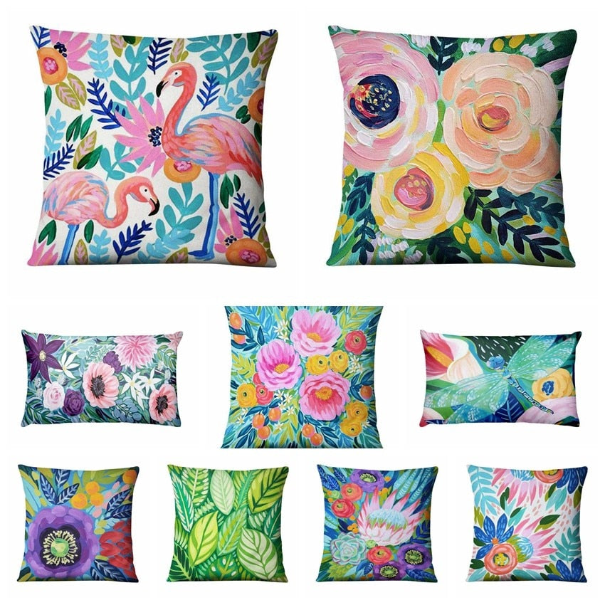 Floral Flamingos Cushion Covers.