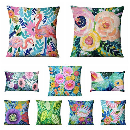 Floral Flamingos Cushion Covers.