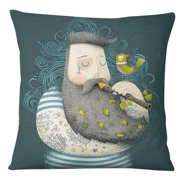 Red Beard & His Girlfriend Cushion Covers.
