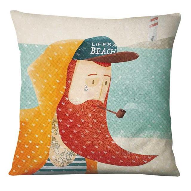 Red Beard & His Girlfriend Cushion Covers.