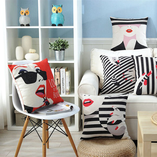 Lips, Nails and Red Cushion Covers.