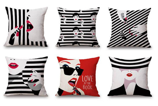 Lips, Nails and Red Cushion Covers.