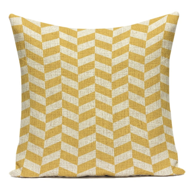 Mellow Yellow & Grey Geometric Cushion Covers.