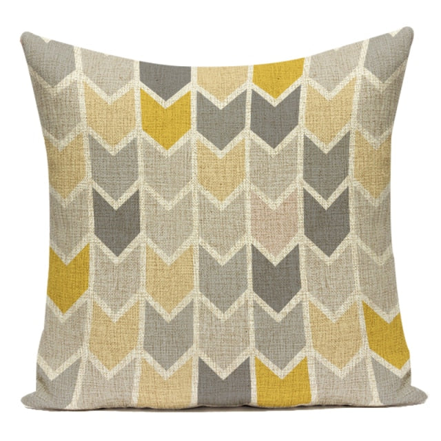 Mellow Yellow & Grey Geometric Cushion Covers.