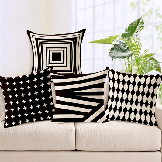 Patterned Black and White Cushion Covers.