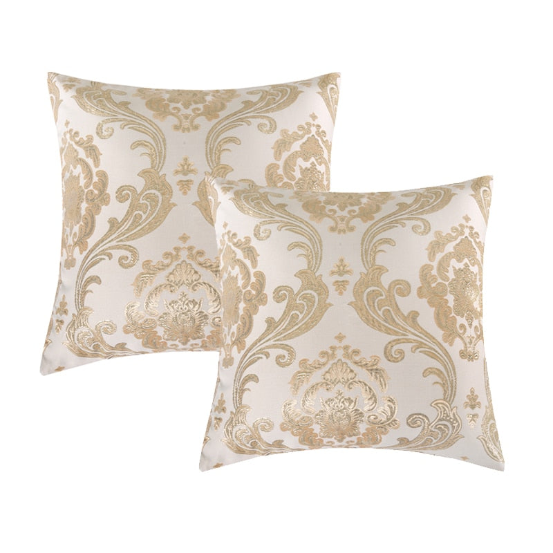 Cream and Gold Jacquard Cushion Covers