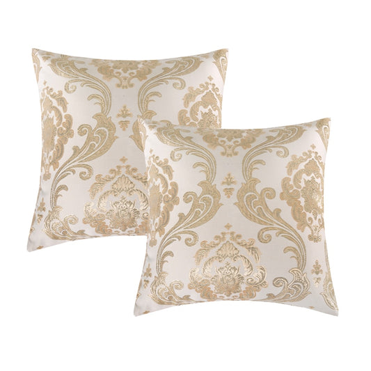 Cream and Gold Jacquard Cushion Covers